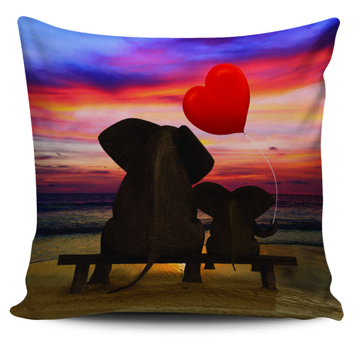 Elephant Sunset Love Pillowcase